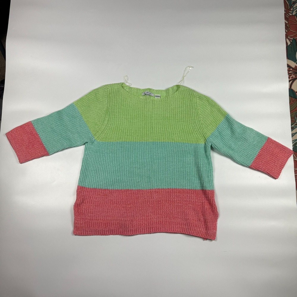 Eight Eight Eight Sweater Women's XL Colorful Shaker Knit Striped Long Sleeve